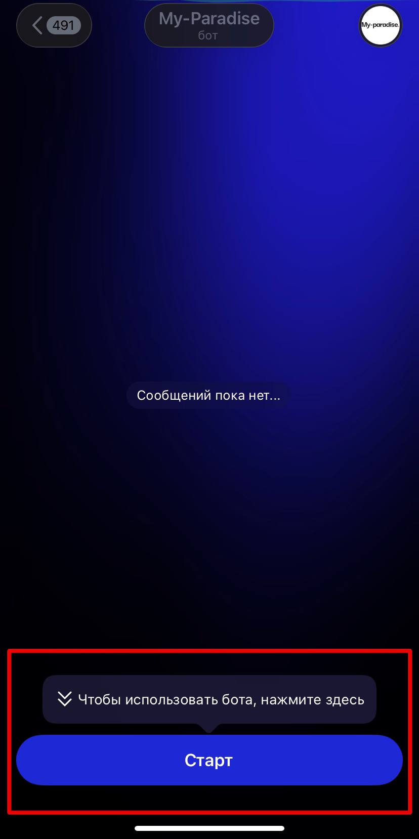 Шаг 1 — зайти в бота